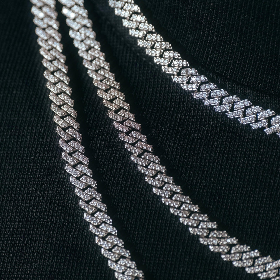 5mm Diamond Prong Cuban Chain in White Gold
