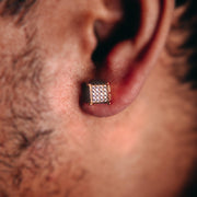 18K Gold 360 Cube Micropave Cz Earrings