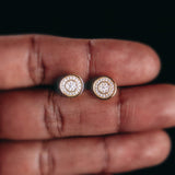 18K Gold Finish Round Micropave Cz Earrings