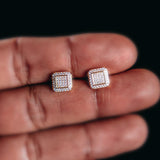 18K Gold Finish Square Micropave Cz Earrings