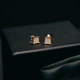18K Gold 360 Cube Micropave Cz Earrings