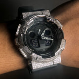 White Gold Iced Out G Shock GA-100 Watch