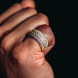 Gold CZ Cuban Band Spinner Ring