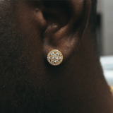 Gold Cz Round Cluster Earrings