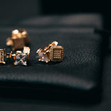 18K Gold Finish Square Micropave Cz Earrings
