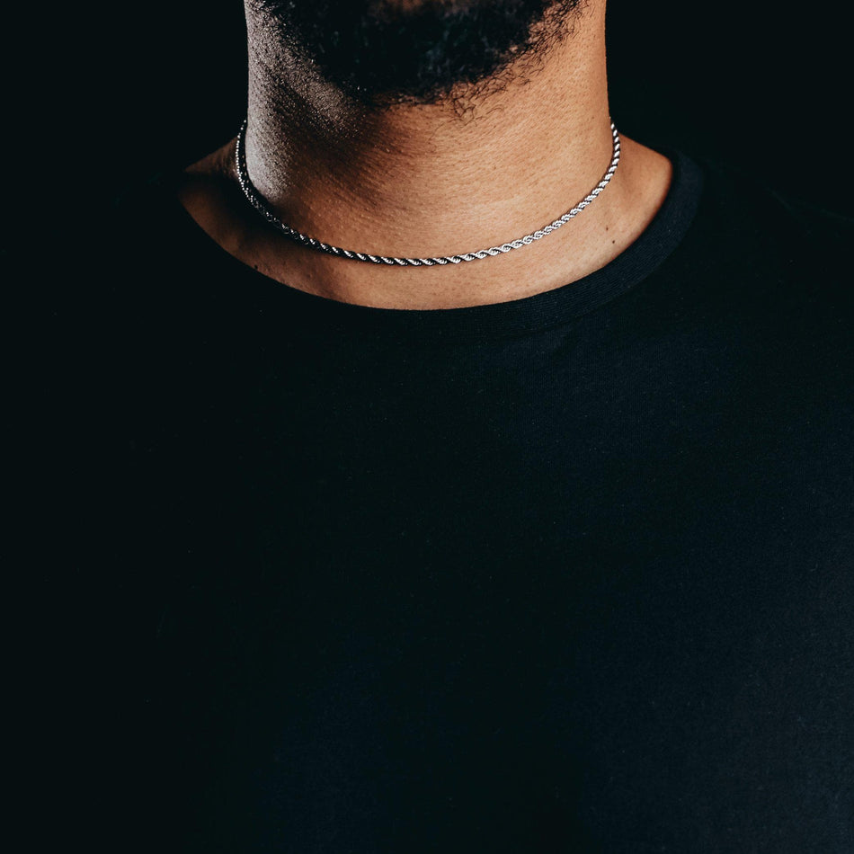 White gold 3mm rope chain discount